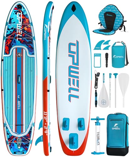 UPWELL 11’6”/11'2”/11'/10'8”/10'6”/10'2” Inflatable Stand Up Paddle Board with sup Accessories Including Backpack, Repairi...