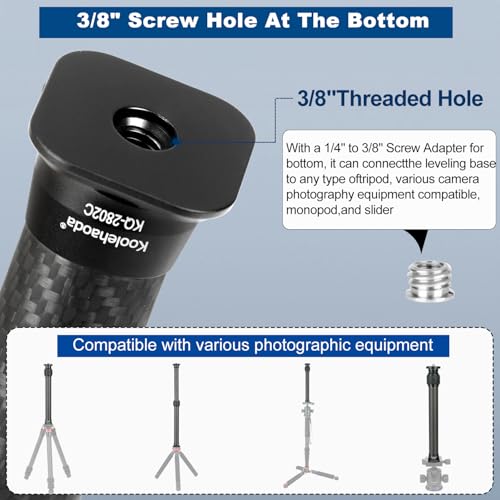 Koolehaoda Tripod Extension Pole, 2-Section Center Column Carbon Fiber Extender Rod Telescopic Stick Monopod with Arca Por...