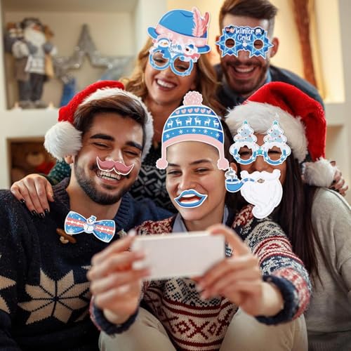 30PCS Snowflake Photo Booth Props - Snowflake Games for Party Supplies, Winter Photo Booth Props, Holiday and Winter Wonde...
