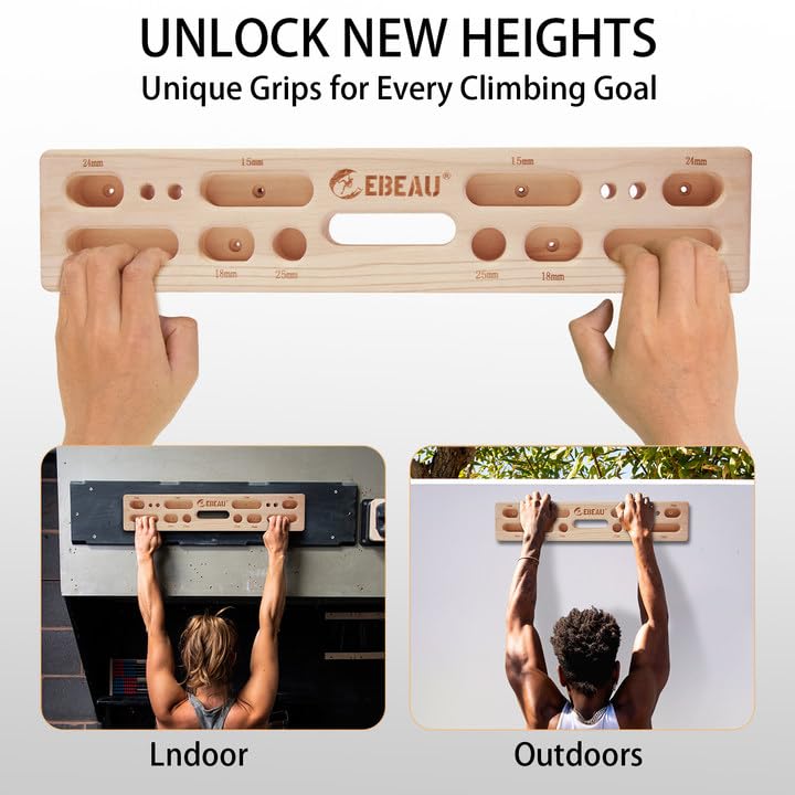 ebeau Climbing Hangboard Portable Hangboard Rock Climbing Holds for Climbing and Grip Training, Door-Mounted Workouts, and...