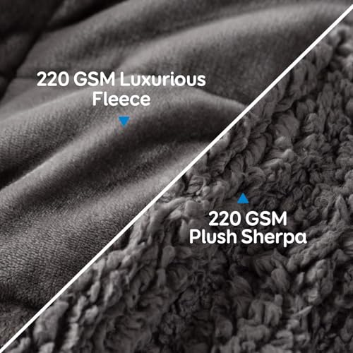 Cottonblue Weighted Blanket 15 lbs Queen Size 60x80 inches, Flannel Shaggy Sherpa Weighted Blanket for Adults Comfortable ...