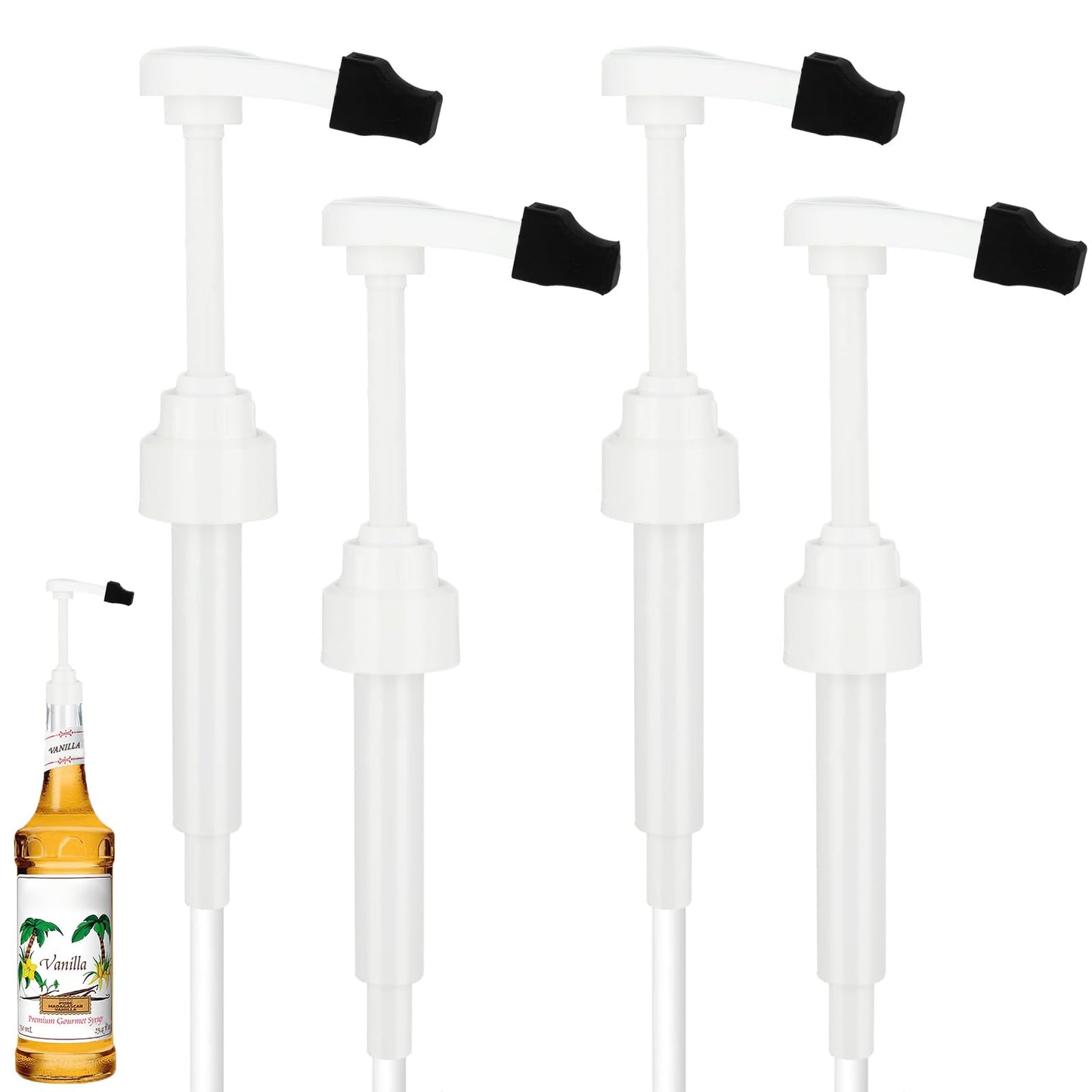 Syrup Pump for Monin 750ml Glass Bottle, White Coffee Syrup Pump with Tip Cover Included (4)