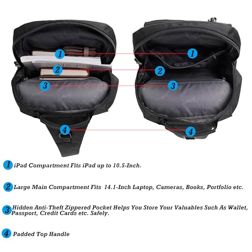 NICGID Sling Bags Chest Shoulder Backpacks, 12.5'' 13.3'' 14.1'' 15.6''Laptop Backpack Crossbody Messenger Bag Travel Outdoor