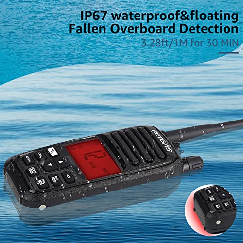 Retevis RM21 Handheld Marine Radio,IP67 Waterproof Floating Two Way Radio,Noise Cancelling Mic,1800mAh,Backlit LCD Display...