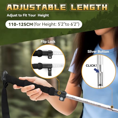 THRISTRIDE Collapsible Aluminum Single Trekking Pole(1pc) - Lightweight Hiking Stick for Women, Men & Seniors, Adjustable ...