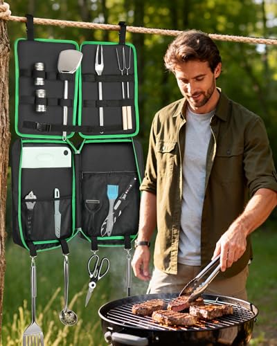 FANGSUN Camping Cooking Utensils, 16 PCS Portable Camping Kitchen Set with Grill Accessories, Camp Gifts for Men Dad, New ...
