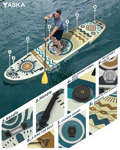 Inflatable Stand up Paddle Board 11ft with Premium SUP Accessories,Extra Wide Design Non-Slip Paddleboard for Adult,Youth,...