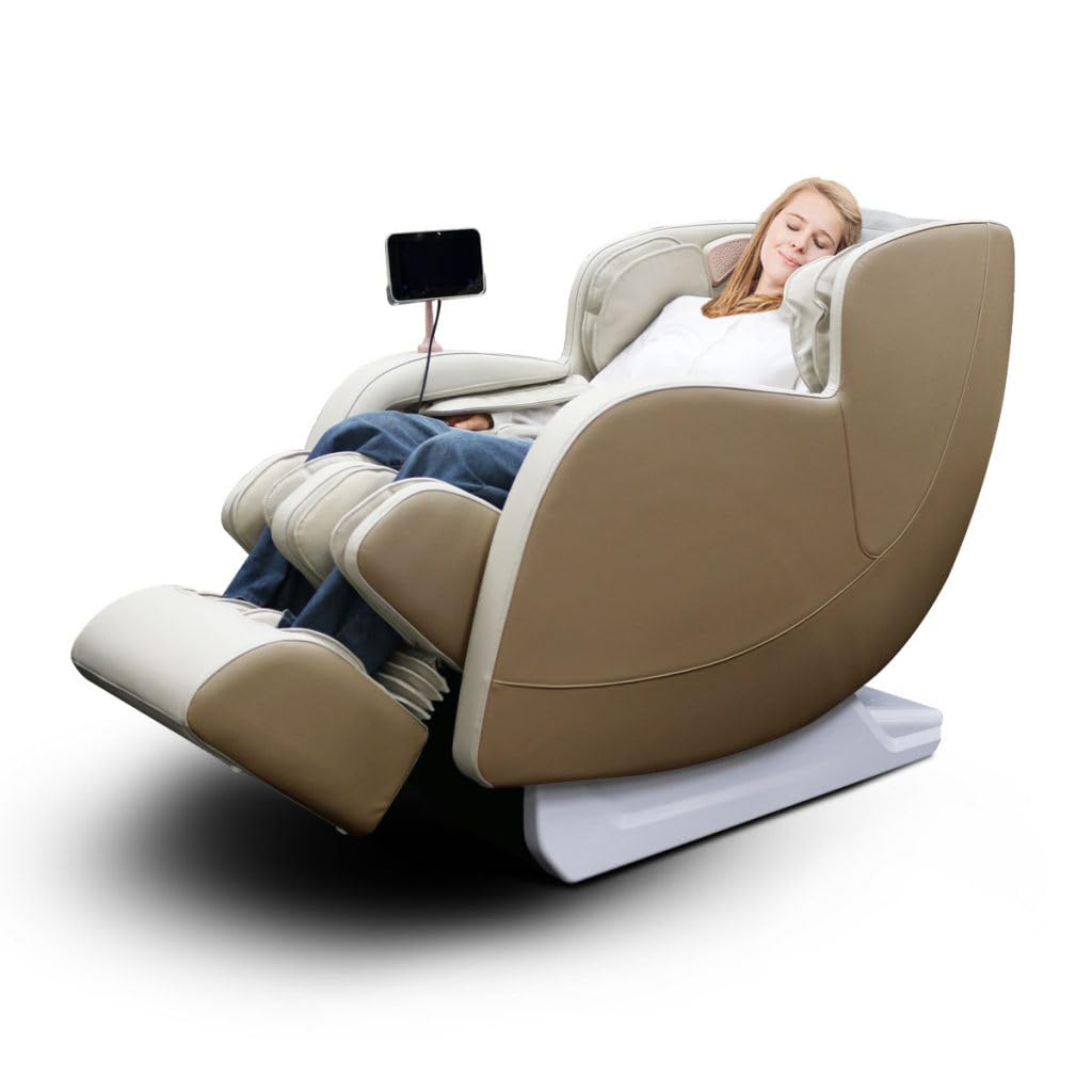 6D Dual Core (3D+3D) Roller, Air Float System, Upgraded Kahuna LM6800, 50" SL-Track Full Body Zero Gravity Recliner, Bluetooth, Heat Therapy - Beige/White