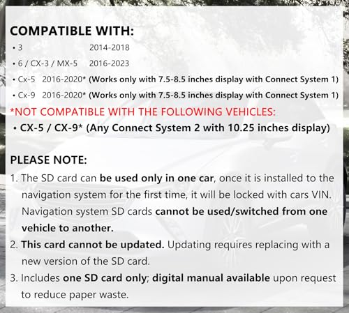 Upgraded Navigation SD Card - BHP166EZ1U, Compatible with 2016-2020 CX5 CX9, 2014-2018 3, 2016-2023 6 CX3 MX5, Latest USA/...