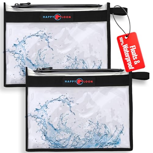 Happy Loon Floatig Waterproof Fishing Tackle Bag Set - 2 Large, 100% Submersible Dry Bags, Floats with phone & bait- Scub...