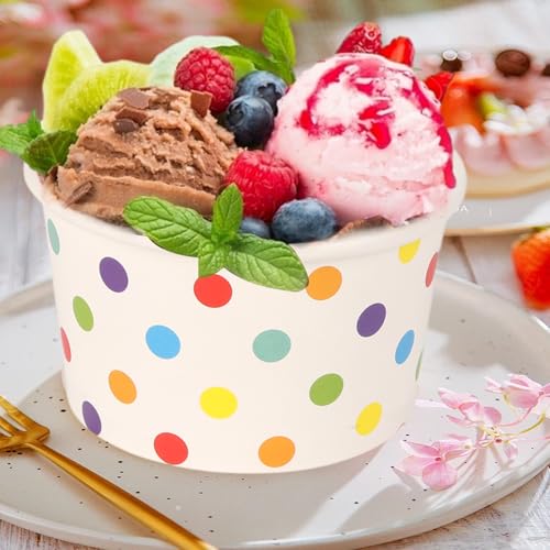 zandfelo 50 Pcs 5.5 oz Ice Cream Cups, Disposable Ice Cream Cups,Frozen Dessert Yogurt Cups, Paper Sundae Cups, Disposable...
