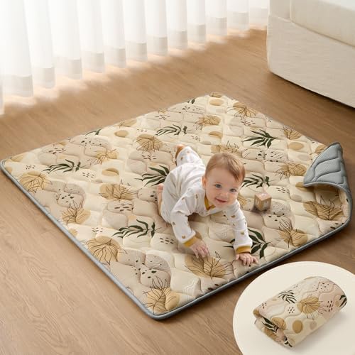 Blissful Diary Portable Baby Play Mats for Floor, Thick Cushioned Foldable Baby Crawling Mat for Indoor Outdoor, Non-Slip...