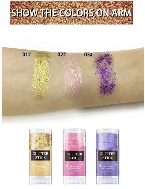 Green Body Glitter Stick,Holographic Sequins Paint Sparkling Face Glitter for Women Face/Body/Hair/Eyes/Lip Glitter Makeup.