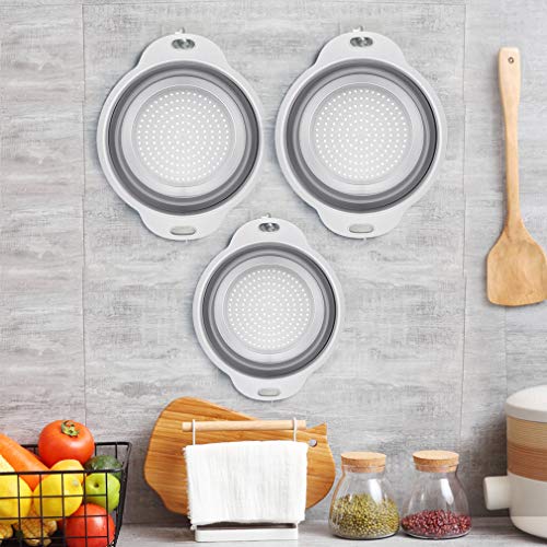 QiMH Collapsible Colander and Strainer Set of 3-2 PC 4 Quart(1 gal) and 1 PC 2 Quart(0.5 gal) - BPA Free & Dishwasher-safe...