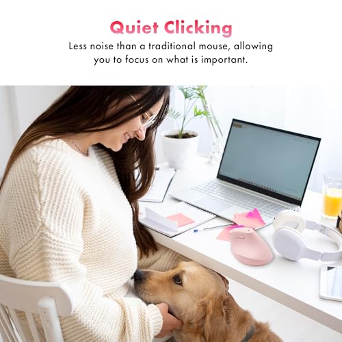 J-Tech Digital Wireless Mouse, Vertical Ergonomic Mouse with 2.4G Wireless & Bluetooth for 3 Multi-Device Function, Adjust...