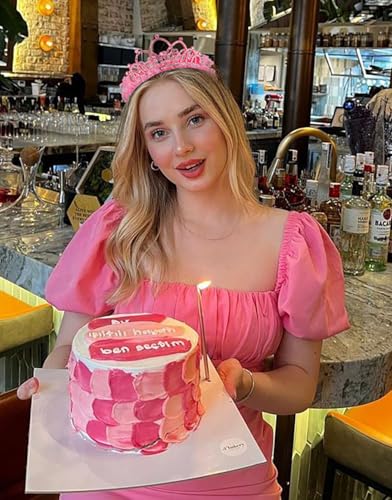 TEBIEKOY 2 Pcs Crown Tiaras for Women Pink Princess Crown Crystal Rhinestone Birthday Crown Headbands Cute Hair Accessorie...