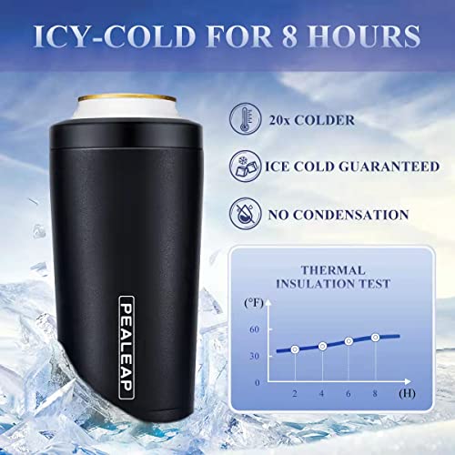 4 in 1 Insulated Slim Can Cooler for 12 OZ Cans and Beer Bottle - Keep 8 Hours Cold, Easy to Hold - Stainless Steel Can Ho...