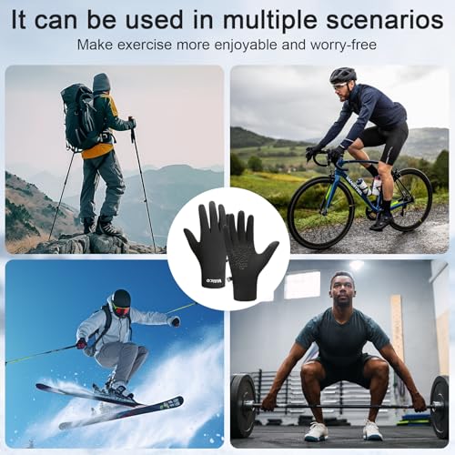 Touchscreen Thermal Running Gloves for Men Women Outdoor Sports Non Slip Cold Weather Gloves for Jogging Hiking Biking Use