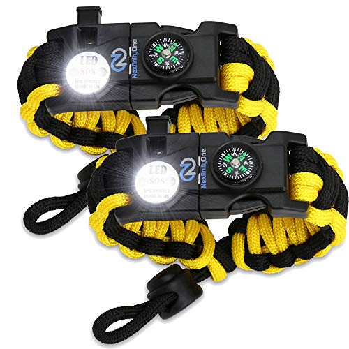 Nexfinity One Survival Paracord Bracelet - Tactical Emergency Gear Kit with SOS LED Light, 550 Grade, Adjustable, Multitoo...