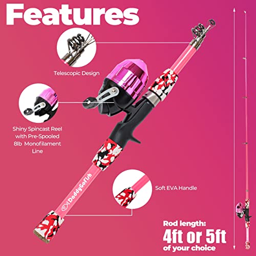 DaddyGoFish Kids Fishing Pole - Rod Reel Combo Tackle Box Starter Set - First Year Small Dock Gear Kit for Boys Girls Todd...