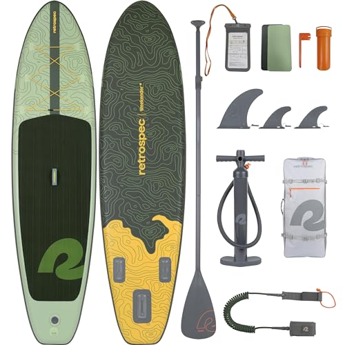 Retrospec Weekender Inflatable Stand Up Paddle Board Includes Paddle, Pump, and Accessories 10’6” Lightweight iSUP, Punctu...