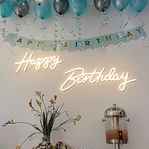 40"/23" Happy Birthday Neon Sign Large - Happy Birthday Sign 12V - Happy Birthday Light Up Sign with Dimmable Switch - 2PC...