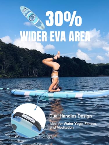 Niphean Inflatable Stand up Paddle Board with StabilTrac Fin, 400LBS Capacity & Wide EVA and Ergonomic Kayak Seats with Ba...