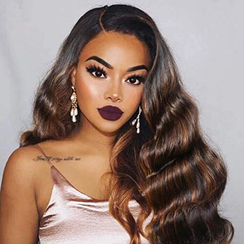 UNice Ombre Brown Highlight Body Wave Human Hair Weave 1 bundle 24 inch, Brazilian Remy Hair Dark Root Blonde Human Hair Weaves Extension Piano Color TFB30