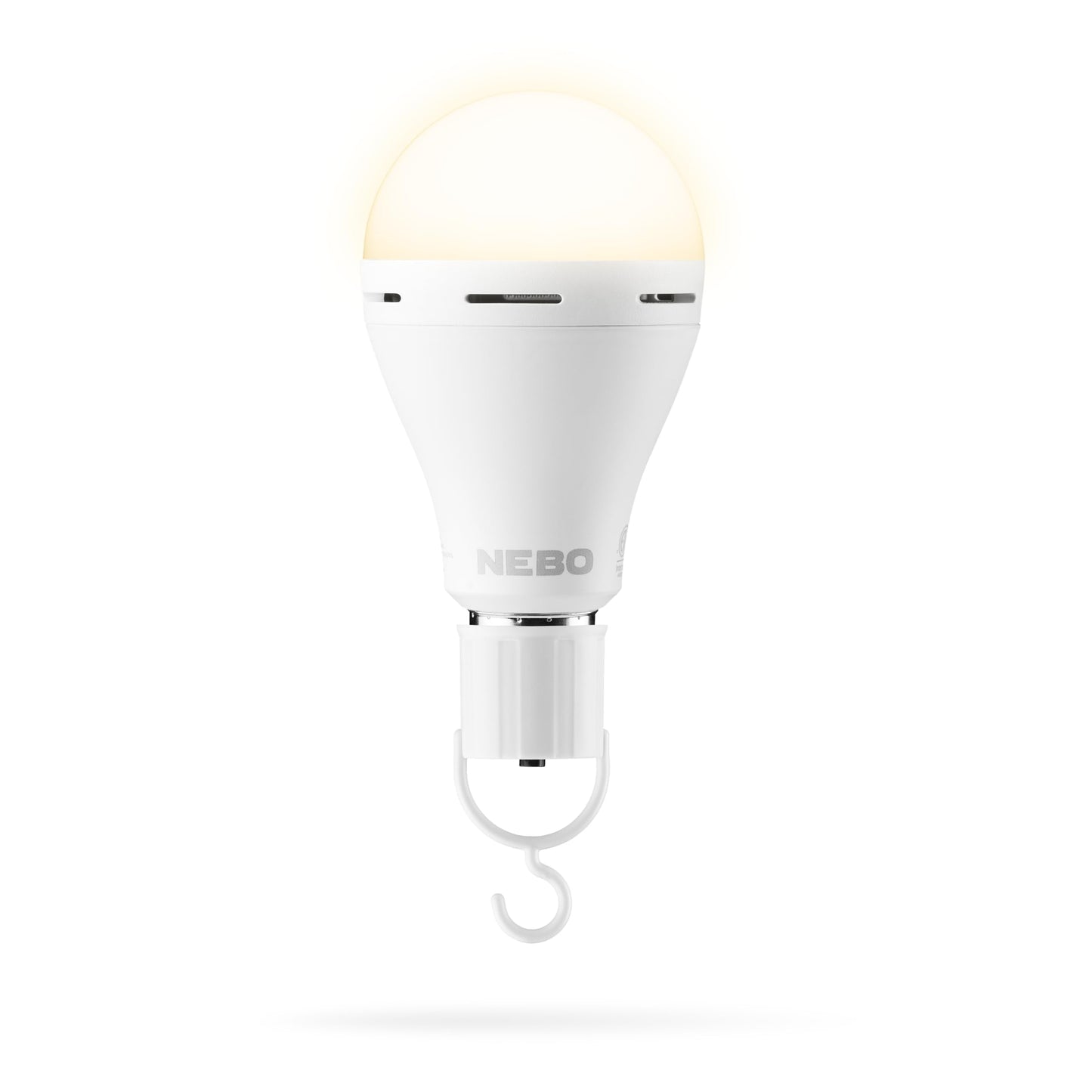 NEBO BLACKOUT BACKUP Emergency Bulb | 850 Lumens, 4 Light Modes, LED Rechargeable Light Bulb, Automatic Charging, Works Without Power, E26 Screw Base, Includes Power Cap & Portable Hanging Hook