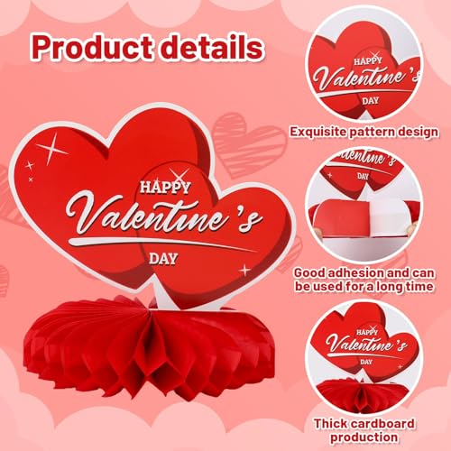 DTOFOOT 10 Pcs Honeycomb Centerpieces for Table, Honeycomb Centerpiece Decor for Birthday Party Supplies (Valentines Day S...