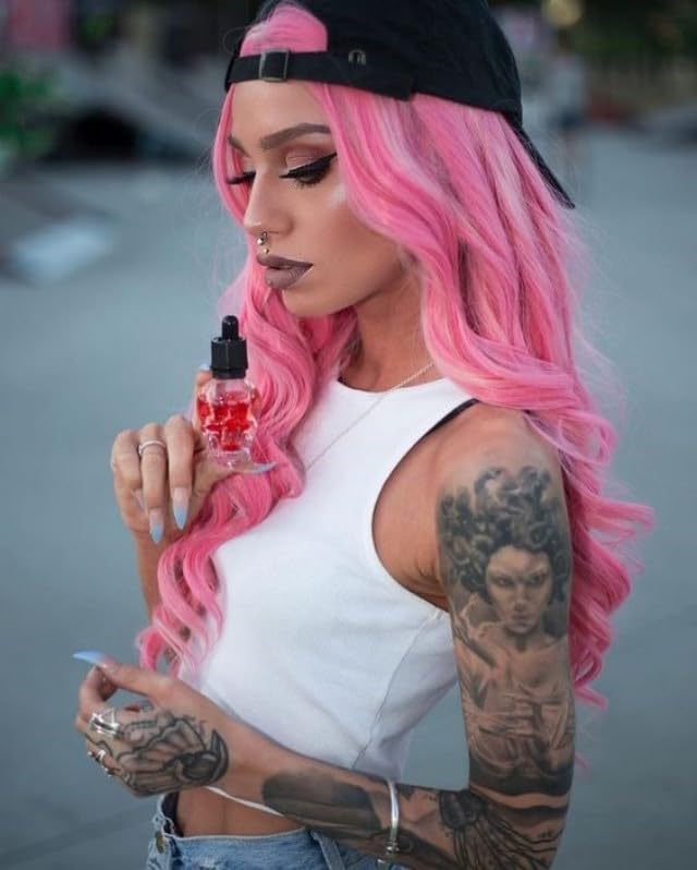 SAPPHIREWIGS Highlight Pink Lace Front Wigs Long Loose Curly Wavy Wig 13  4 Synthetic Lace Front Wigs Glueless Heat Resistant Fi