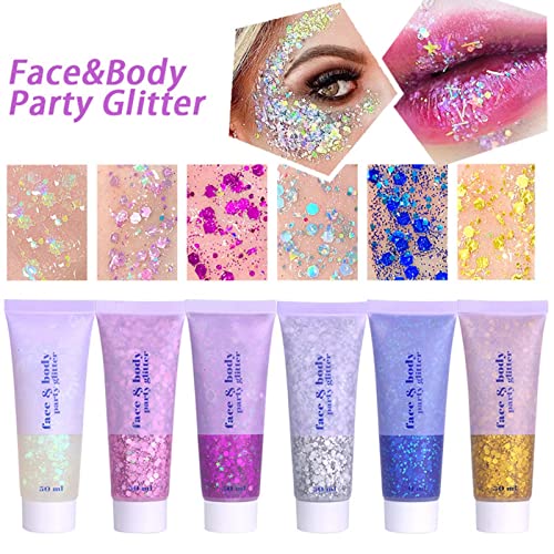 Paminify Gold Face Glitter Gel,Mardi Gras Outfit for Women,Music Festival Yellow Body Glitter Singer Concerts Hair Glitter...