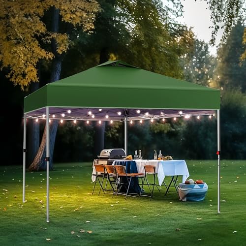 PHI VILLA Outdoor Pop up Canopy 10'x10' Tent Camping Sun Shelter-Series Party Tent, 100 Sq. Ft of Shade (Green)