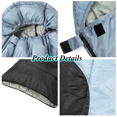 Sleeping Bag - 3 Seasons for Adults Kids Boys Girls Camping Hiking - Warm Cold Weather Lightweight Portable with Compressi...
