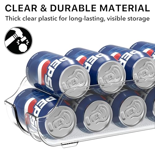 Simple Houseware Soda Can Organizer and Dispenser for Refrigerator / Pantry, Clear, Set of 2