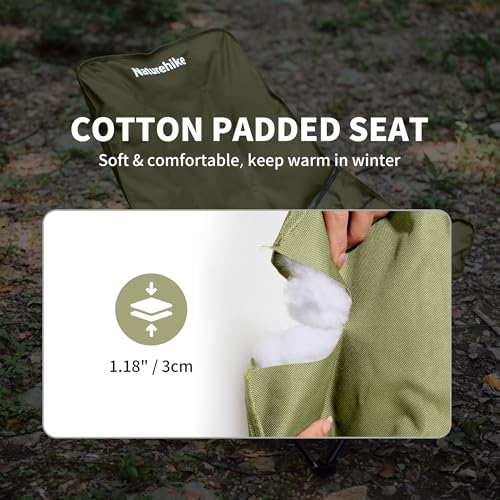 Naturehike Seastar Padded Camping Chair, Oversized 2-Position Adjustable Folding Chair, Portable Camp Chair with Side Pock...
