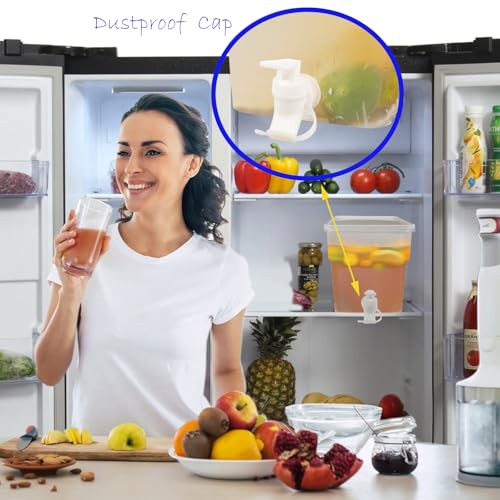 BEWBBAT 4 Pack 1.3 Gallon Drink Dispenser with Spigot for Fridge, Leakproof Plastic Water Container Fridge Beverage Dispen...