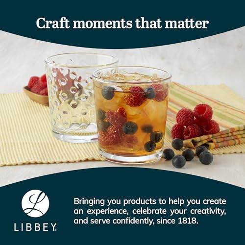 Libbey Awa Tumbler and Rock Glasses Drinking Set, Elegant Polka Dot Drinking Glasses Set of 16, All Purpose Glass Cups Set...