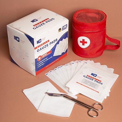 100pc Large Sterile Gauze Pads 4x4 Sterile for Wounds Bulk - 12ply Woven Gauze Sponges 4x4 Sterile - USP IV Breathable Mes...