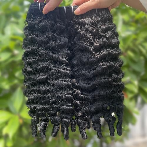 Burmese Curly Bundles Human Hair 14 16 18 Inch 12A Grade 100% Unprocessed Brazilian Virgin Hair Weave with Spriral End 3c4a Quick Weave Real Human Hair Natural Black Hair Extensions