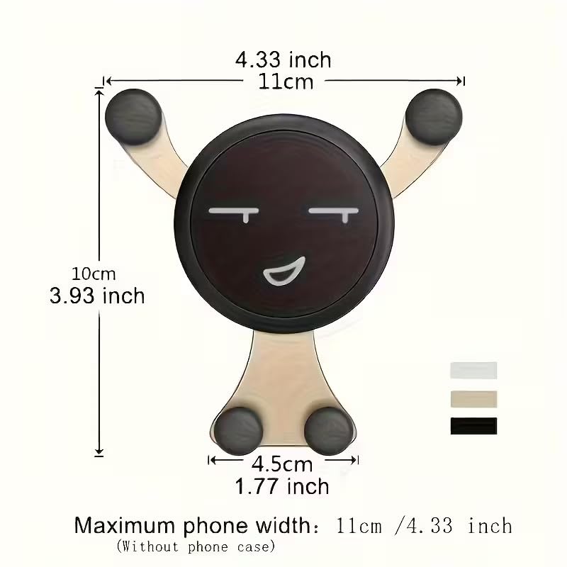 1PC Car Air Vent Phone Mount Smiley Design 360 Degree Rotation Universal Fit Hands-Free Driving GPS Navigation Calls, Black
