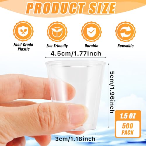 Enjamyo 500 Pack 1.5oz Plastic Shot Glasses,Mini Disposable Cups,Clear Plastic Shot Cups,Small Party Cups Tasting Cups for...