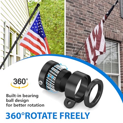 Sinyoeer 5 FT Carbon Fiber Flag Pole for Outside House, Heavy Duty Flag Pole for House, Porch, Wall, 1 Inch Flag Poles for...