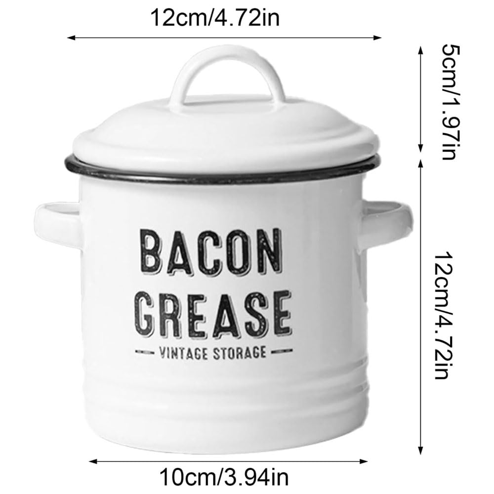 2026 New Bacon Grease Container with Strainer and Food-Grade Silicone Spatula, 46 Oz Grease Trap Jar, Greases Saver for Kitchen, Enamel Oil Can for Cooking/Frying/Baking (Blue)