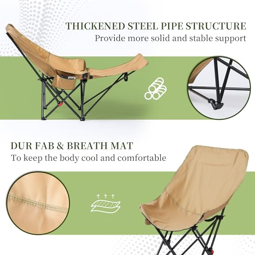 CXC Reclining Camp Chair – Comfortable Folding Chair with Foot Rest & Adjustable Back Angle, Ideal for Office Naps, Fishin...