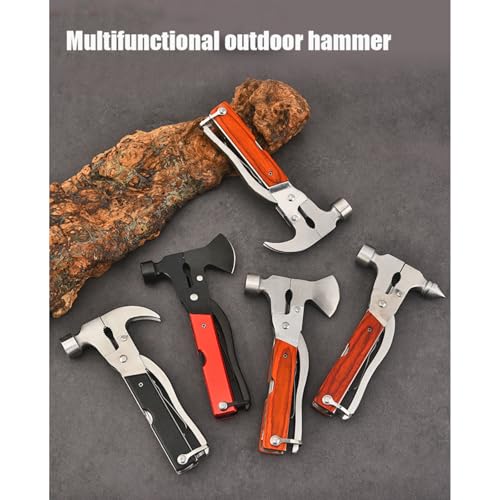 Premium 14-in-1 Hammer Multipurpose Tool for the Home, Camping Equipment, and Work, Hammer, Pliers, Survival Knife, & More-E