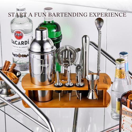 KITESSENSU Cocktail Shaker Set Bartender Kit with Stand | Bar Set Drink Mixer Set with All Essential Accessory Tools: Mart...