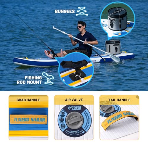 Tuxedo Sailor Kids Inflatable Paddle Board Lightweight and Safe Fishing Stand Up Paddle Board for Adults with Accessories