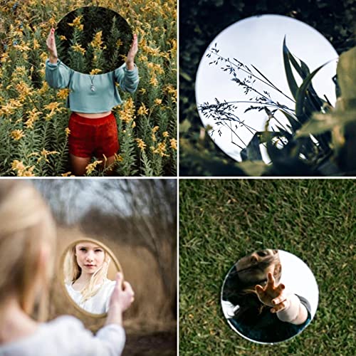 Mwellewm 12 Pcs Mirror Centerpieces for Tables, Acrylic Simulated Glass Round Mirror Tray Decoration Small Circular Plate ...