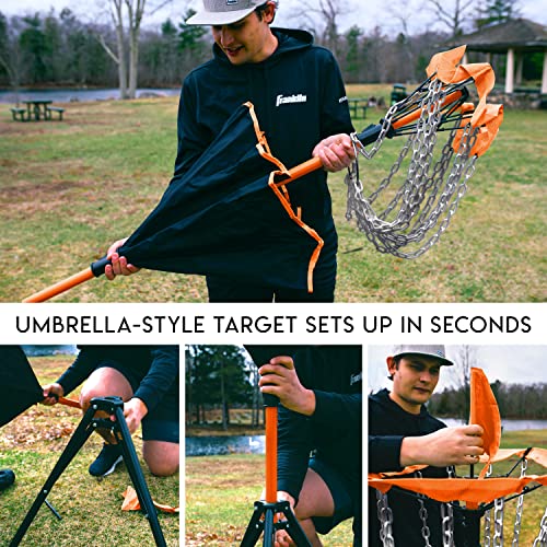 Franklin Sports Disc Golf Baskets - Portable Disc Golf Target with Chains Included - Disc Golf Basket Stand Equipment for Hole + Course Creation